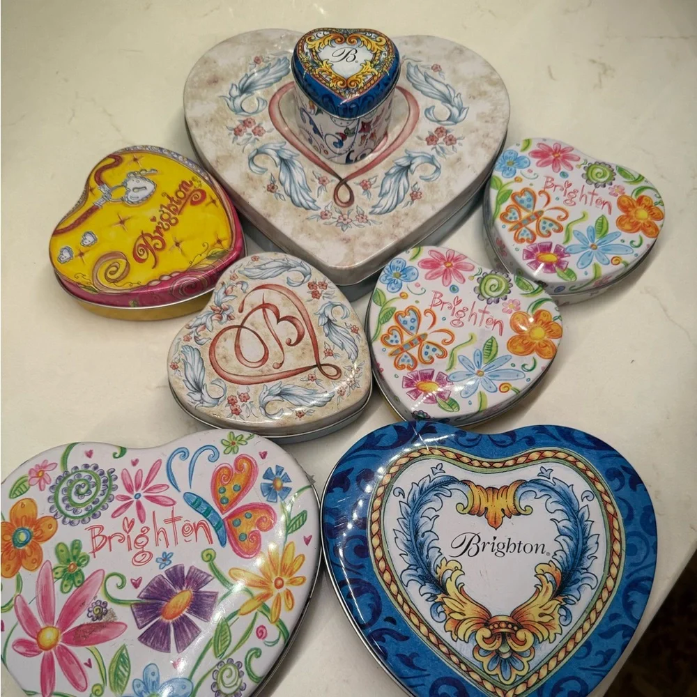 Brighton 8 pc Decorative Tins of Small, Medium & Size Large! Colorful Collectibl
